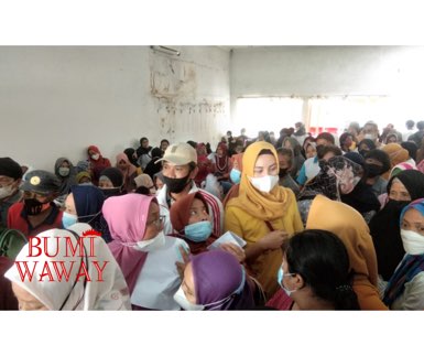 PENERIMA MINYAK GORENG DAN BLT  KECAMATAN KEDATON GEMPAR BERDESAKAN SERTA PINGSAN