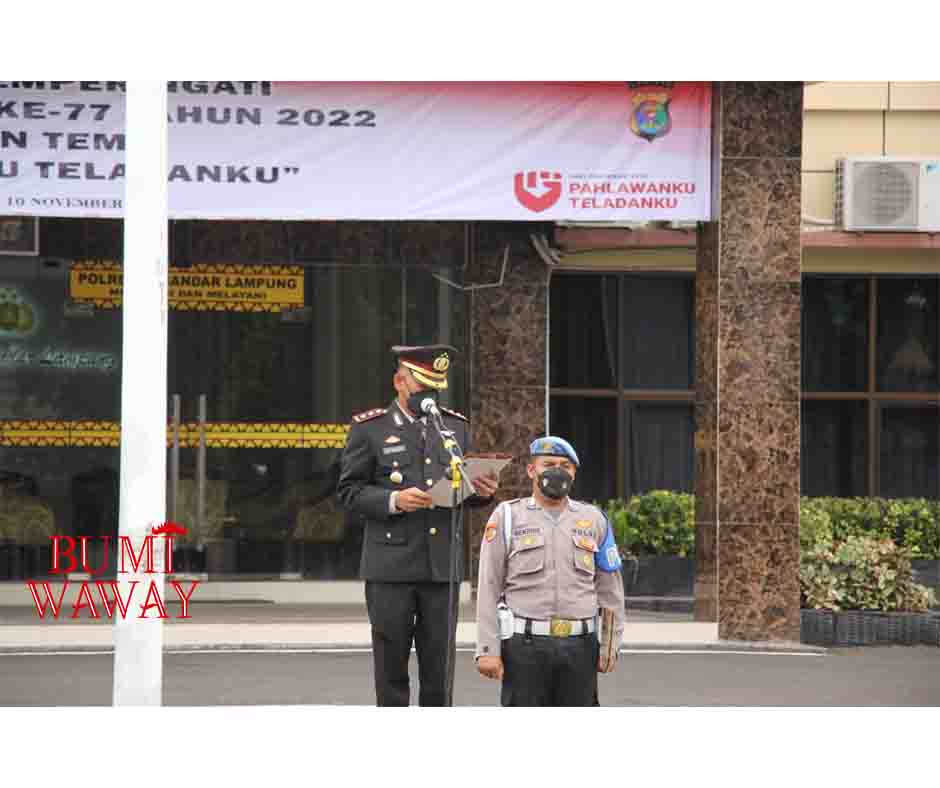 PIMPIN UPACARA HARI PAHLAWAN, WAKAPOLRESTA BANDARLAMPUNG BACAKAN AMANAT MENSOS