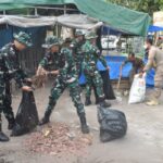 Danrem 043/Gatam Pimpin Aksi Bersih Pasar Cendrawasih Metro, Wujud Pengabdian TNI Sambut HUT Ke-1 Kodam XXI/Radin Inten